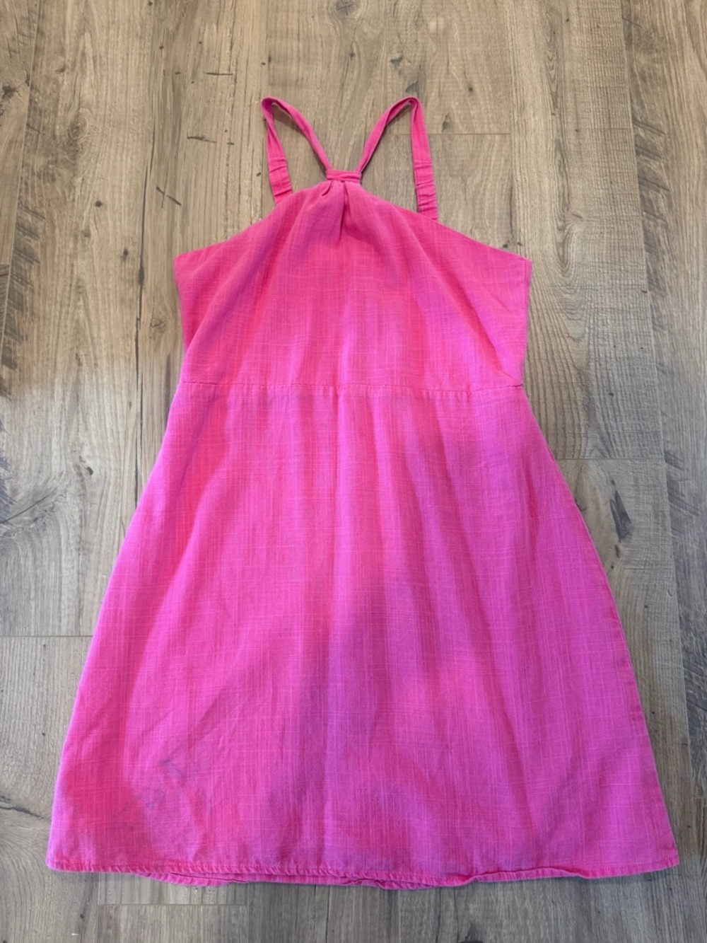 Girls' Bright Pink Halter Summer Dress